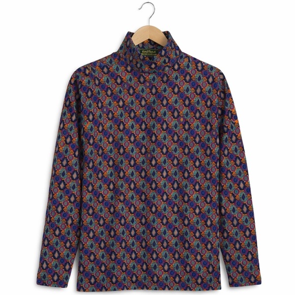 Eddie Bauer Tops - Eddie Bauer Vintage Multicolor Geometric Mock Neck Top Large